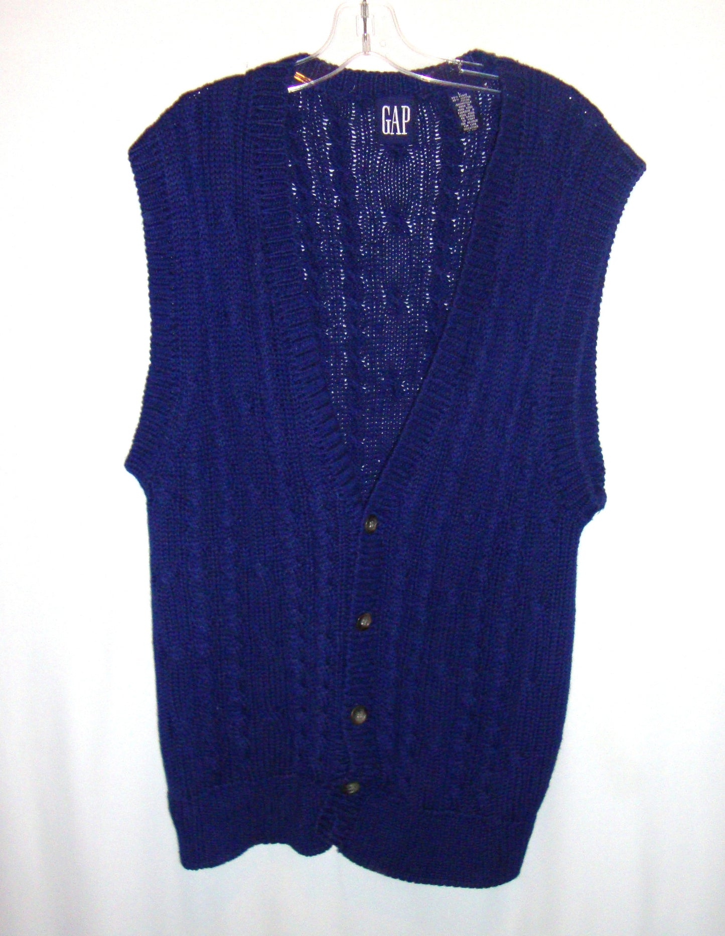 Vintage Gap Navy Blue Cable Knit Sweater Vest Large