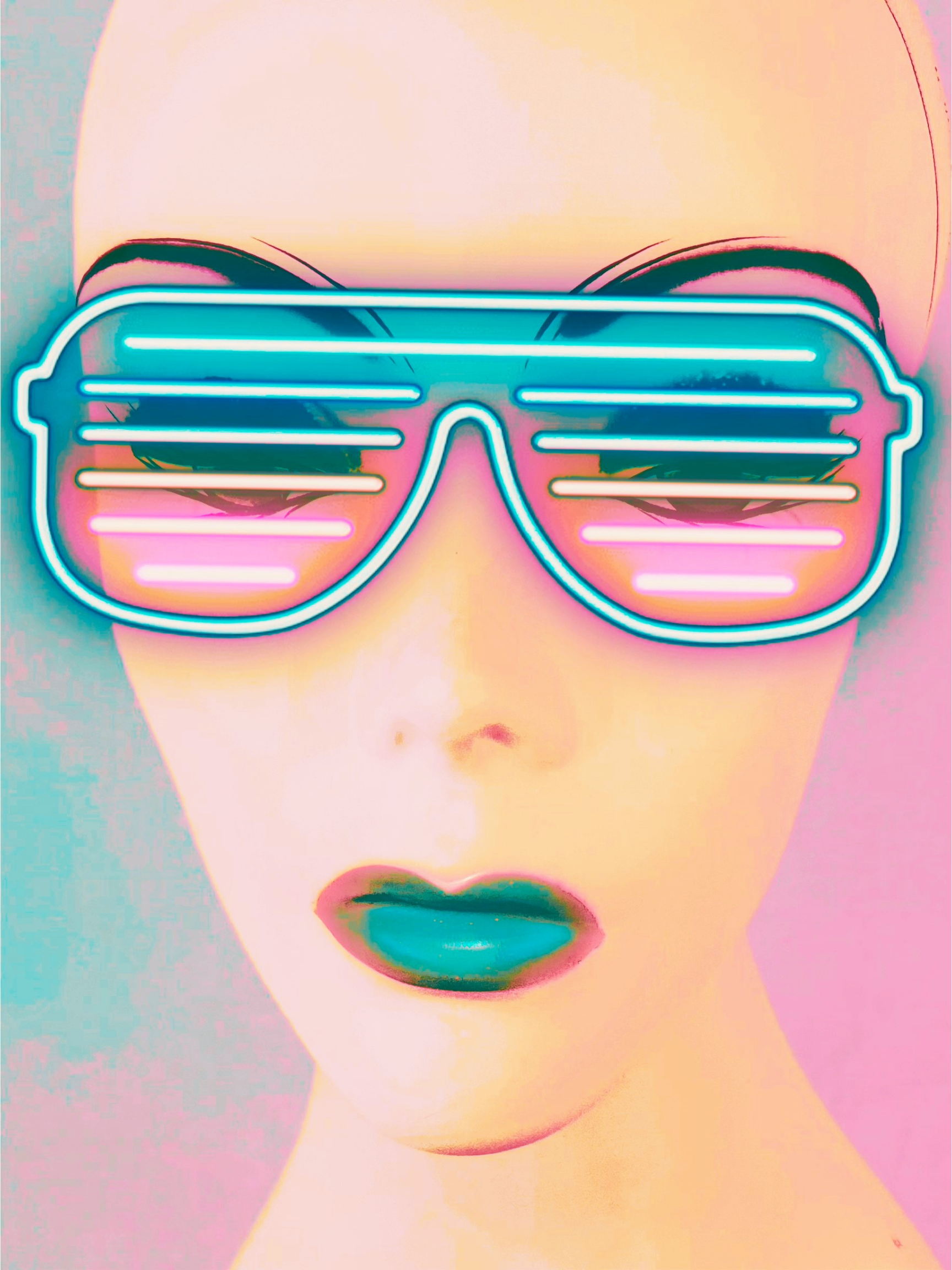 Postmodern Neon Sunglasses Model Print by SUGA LANE ABBY ESSIE STUDIOS