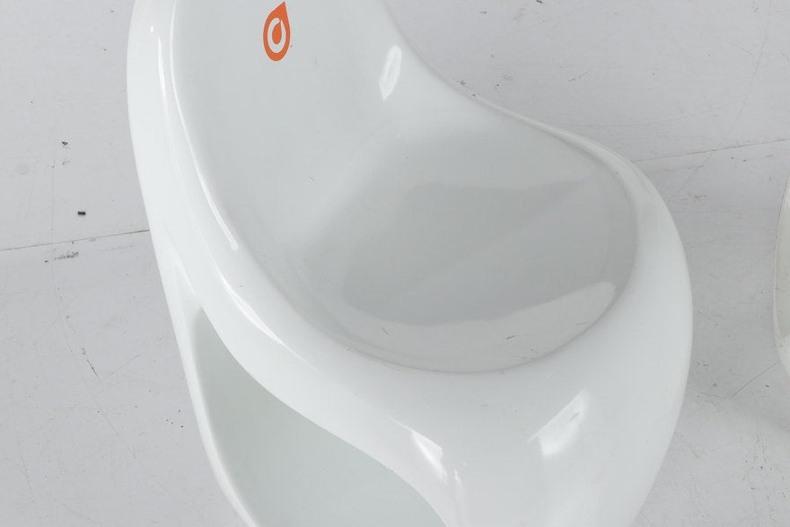 Modern White Futuristic Molded Chair - Pair of 2