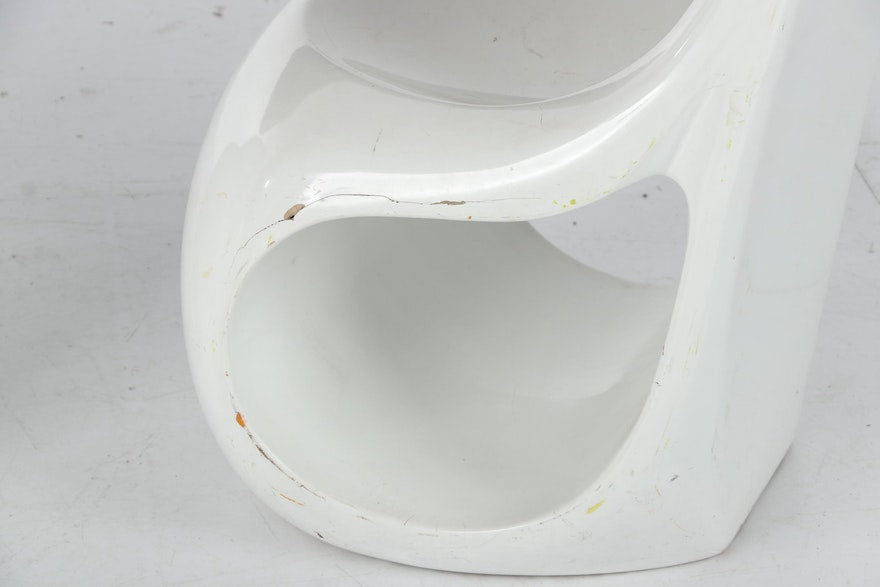 Modern White Futuristic Molded Chair - Pair of 2