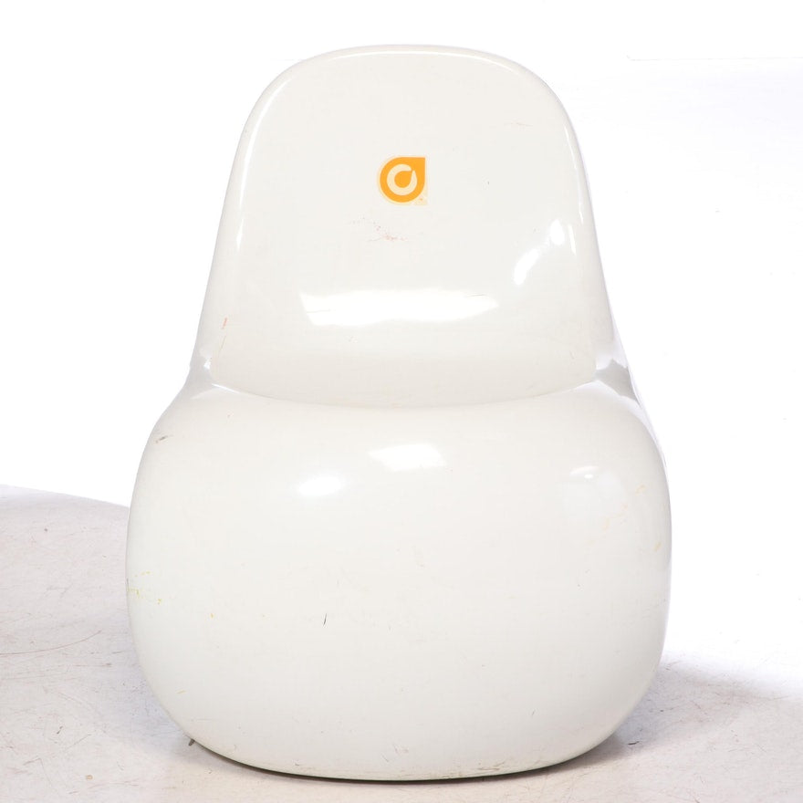 Modern White Futuristic Molded Chair - Pair of 2