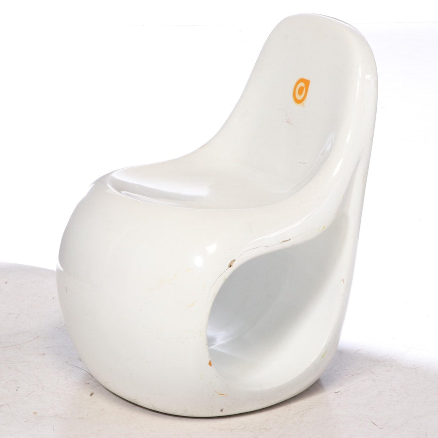 Modern White Futuristic Molded Chair - Pair of 2