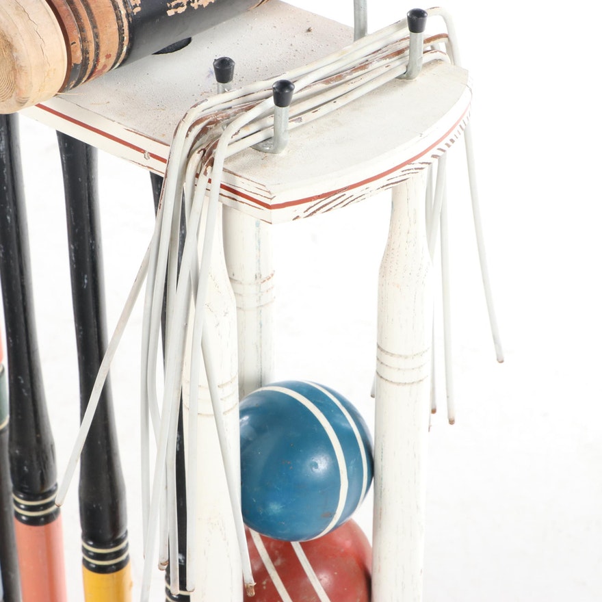 [SOLD] Vintage Painted Wood Croquet Set - 29 Piece