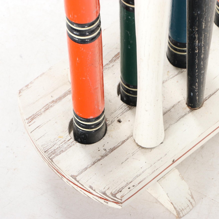 [SOLD] Vintage Painted Wood Croquet Set - 29 Piece