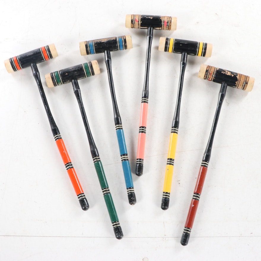 [SOLD] Vintage Painted Wood Croquet Set - 29 Piece
