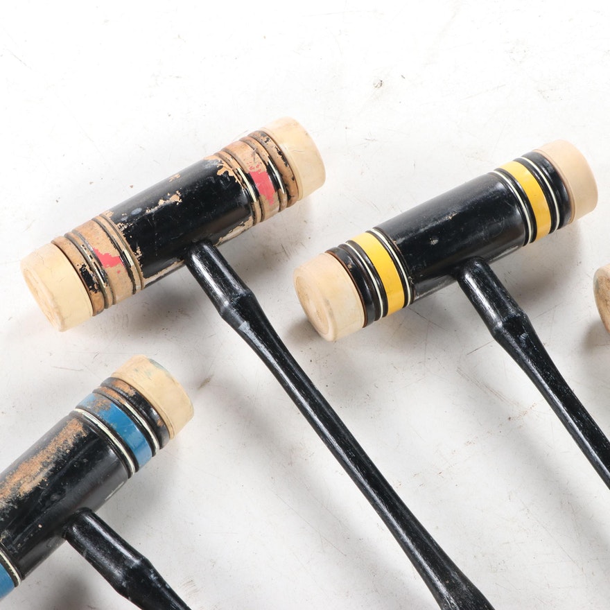 [SOLD] Vintage Painted Wood Croquet Set - 29 Piece