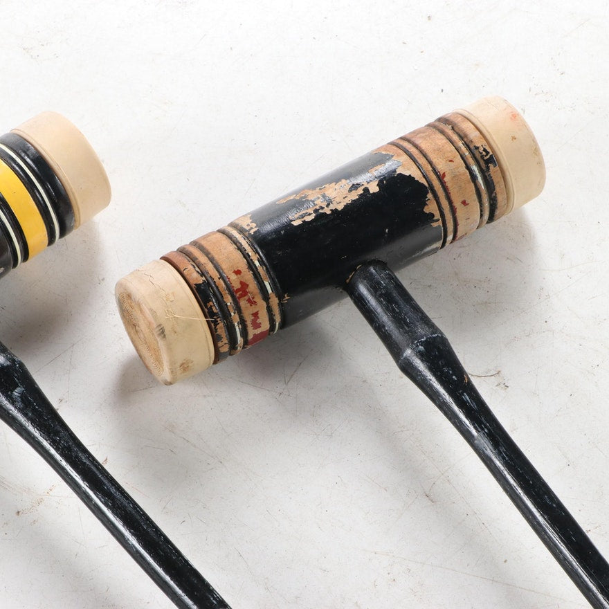 [SOLD] Vintage Painted Wood Croquet Set - 29 Piece