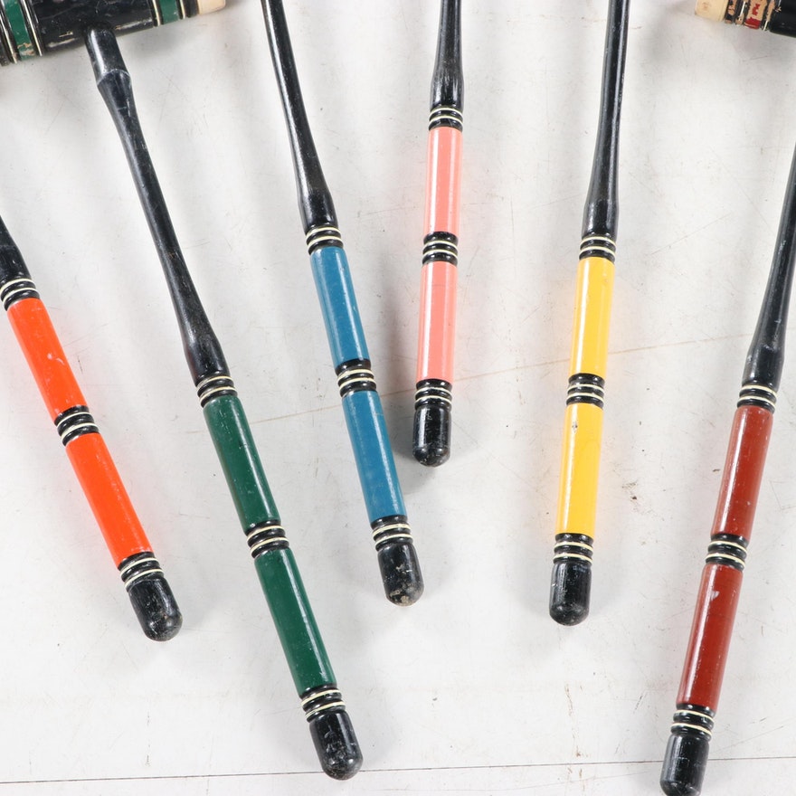 [SOLD] Vintage Painted Wood Croquet Set - 29 Piece