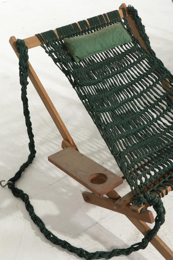 Handcrafted Woven Reclining Macrame Hammock Chairs - Pair of 2