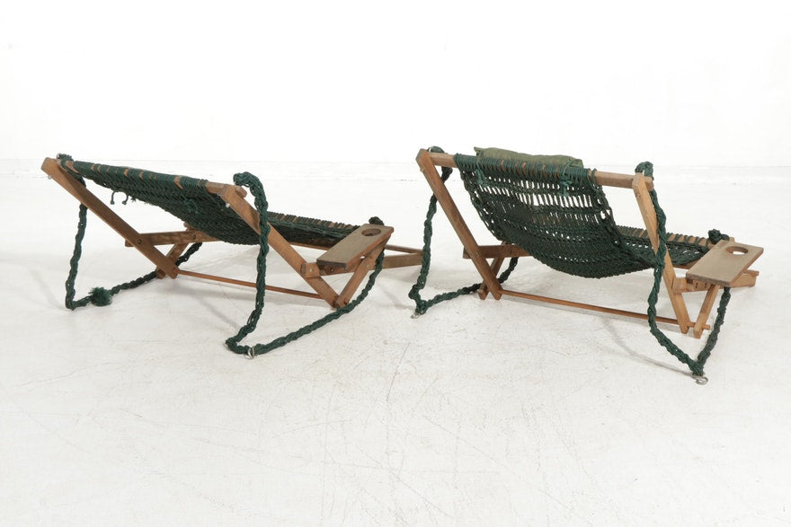 Handcrafted Woven Reclining Macrame Hammock Chairs - Pair of 2 ABBY ESSIE STUDIOS