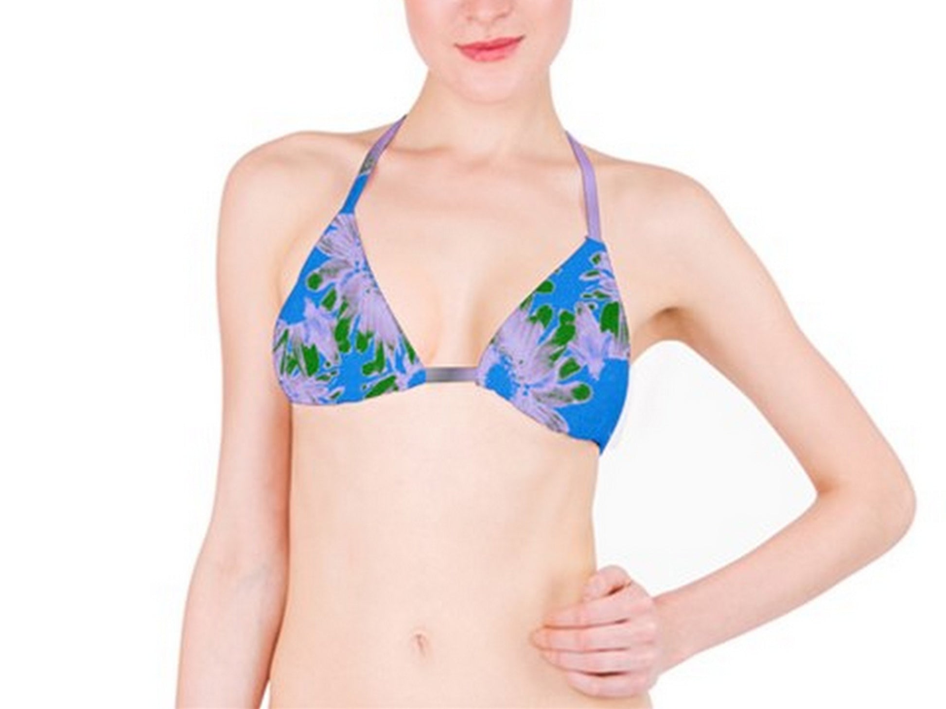 Suga Lane Retro Vintage Floral Delights Turquoise Blue bikini top ABBY ESSIE
