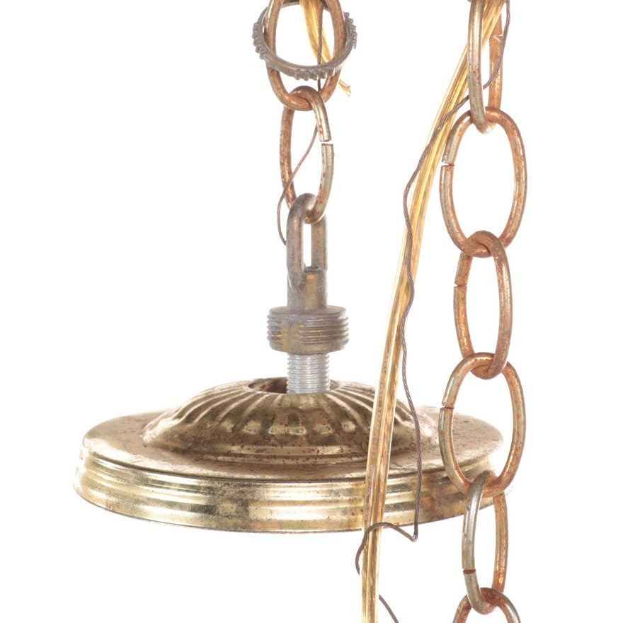 Vintage Tiffany Style Floral Slag Glass Pendant Light