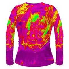 Suga Lane Womens Abstract Nebula Pink Red Yellow Purple Long Sleeve Stretch Tee ABBY ESSIE