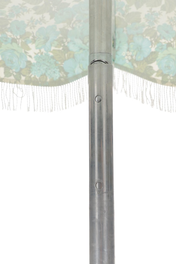Mid Century Blue Floral Patio Umbrella