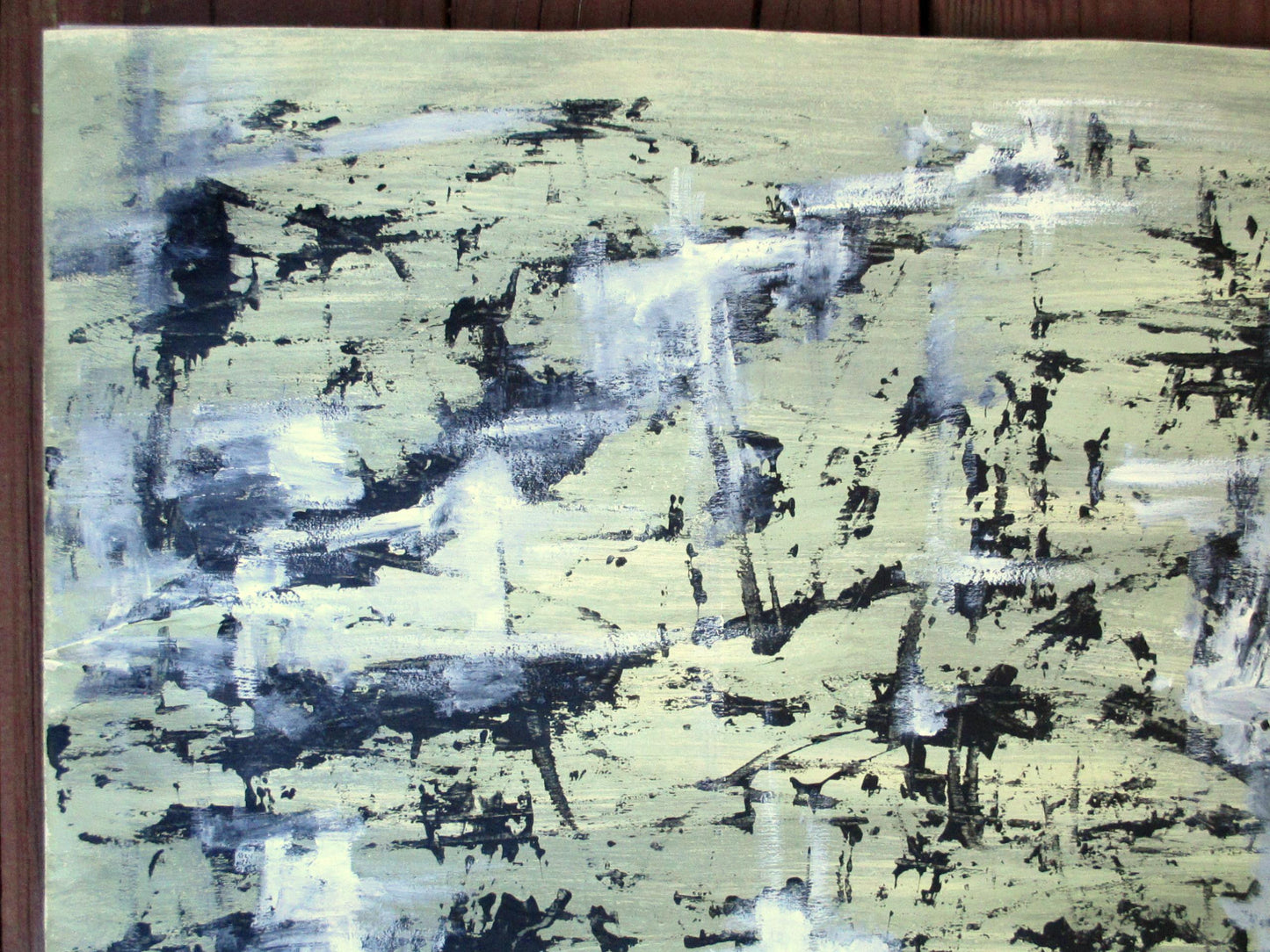 [SOLD] Modern Abstract Acrylic Green & Black Painting on Paper by Alaina Williams