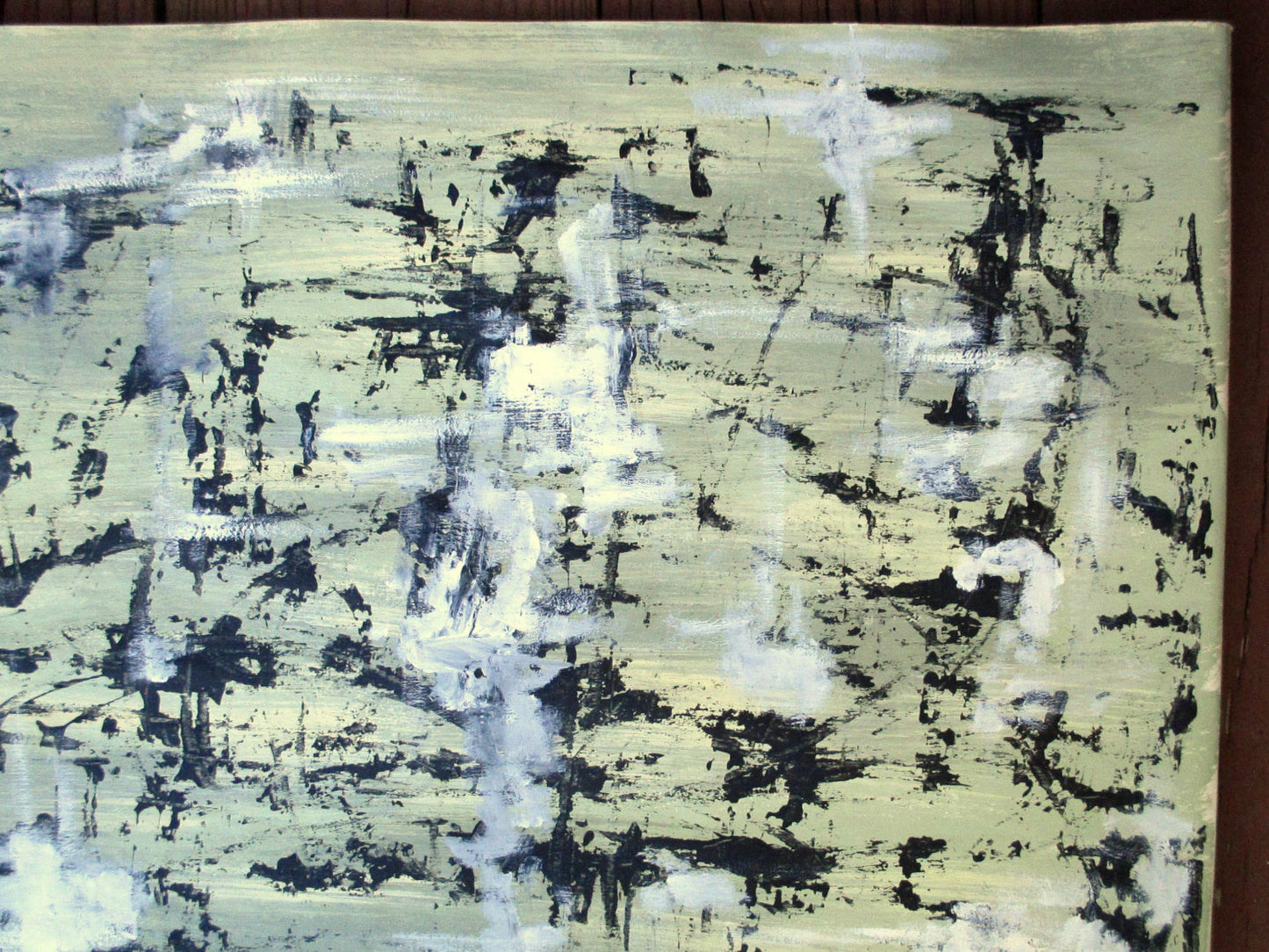 [SOLD] Modern Abstract Acrylic Green & Black Painting on Paper by Alaina Williams