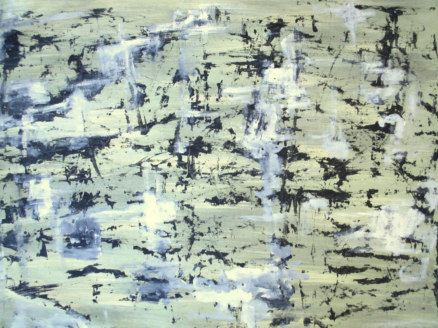 [SOLD] Modern Abstract Acrylic Green & Black Painting on Paper by Alaina Williams