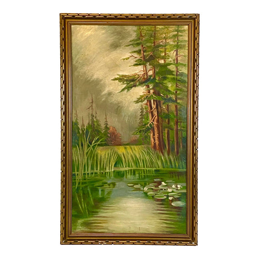 Antique Botanical Water Green Trees Painting ABBY ESSIE STUDIOS