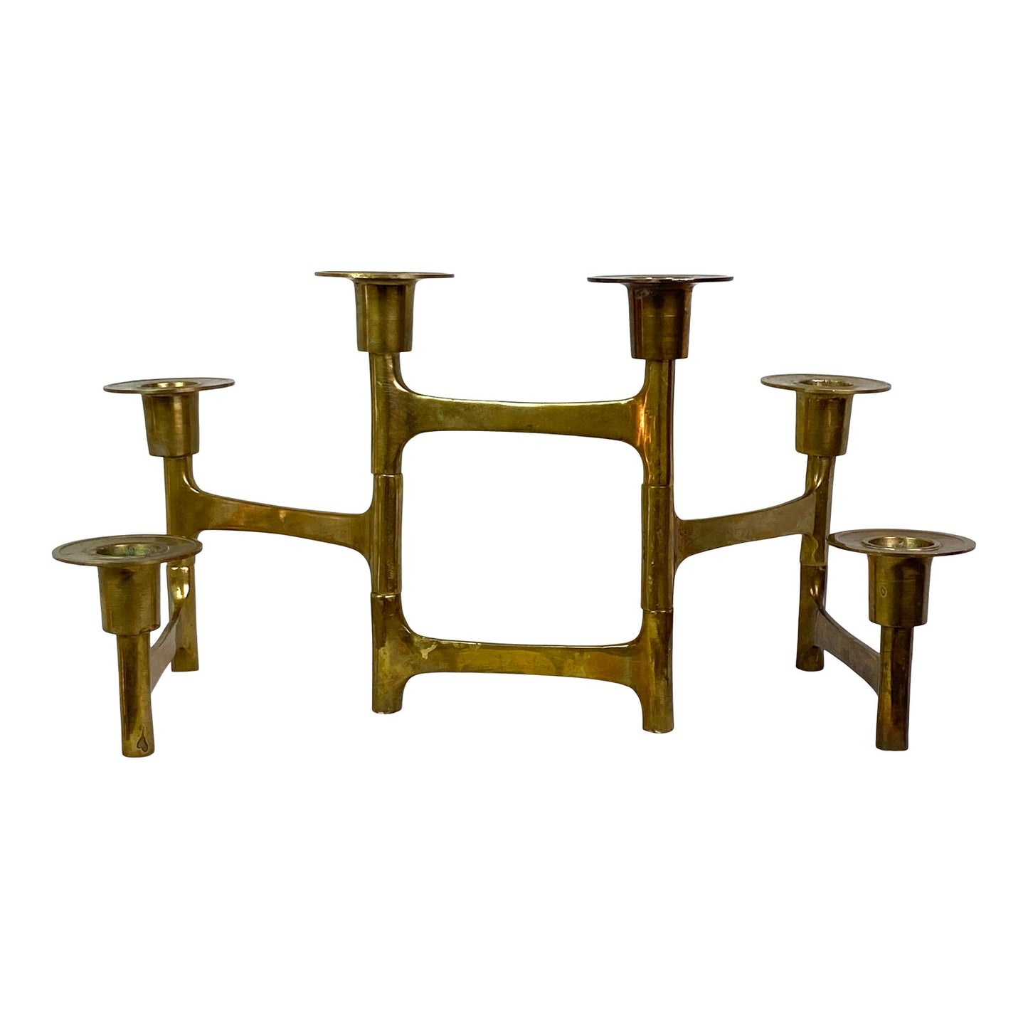 [SOLD] Brass Gothic Danish Brutalist 6 Candle Candleabra