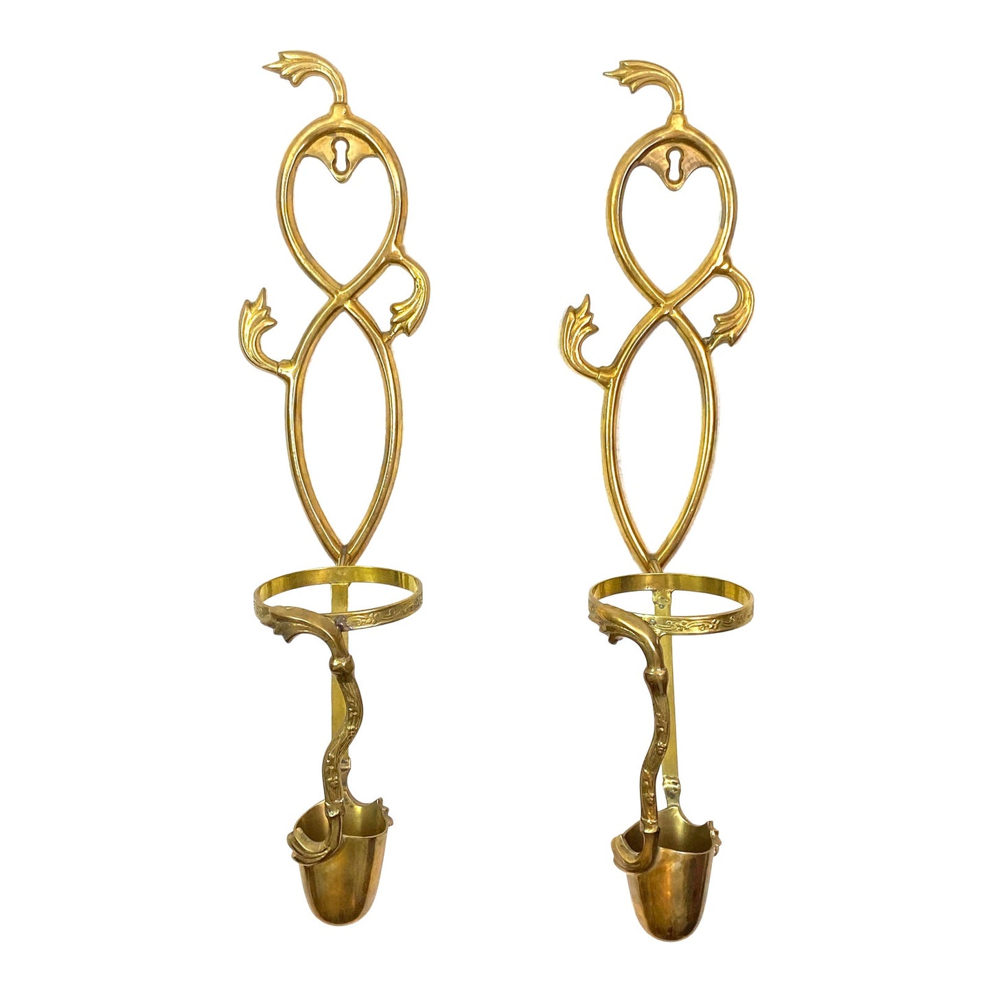Ornate Brass Wall Sconces Candle Holders