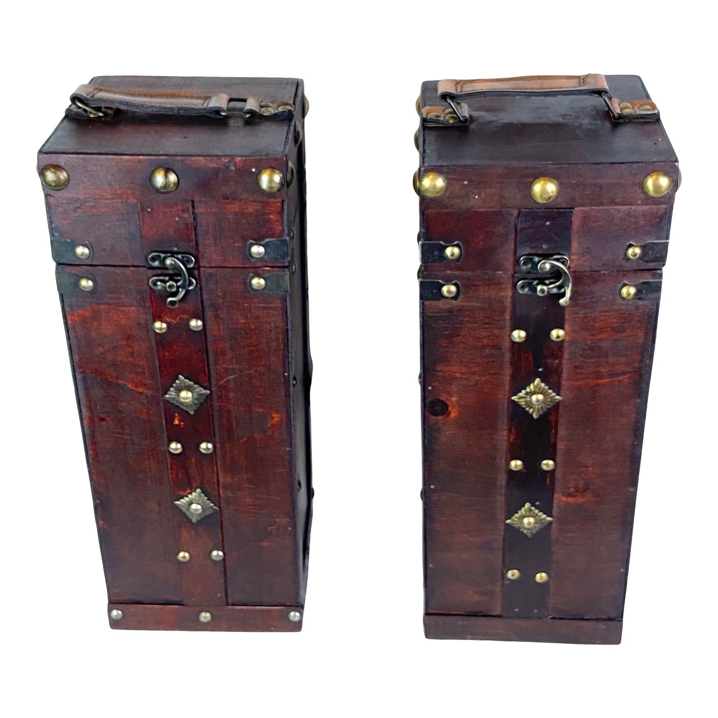 [SOLD] Brass Wood Wine Boxes - Pair of 2