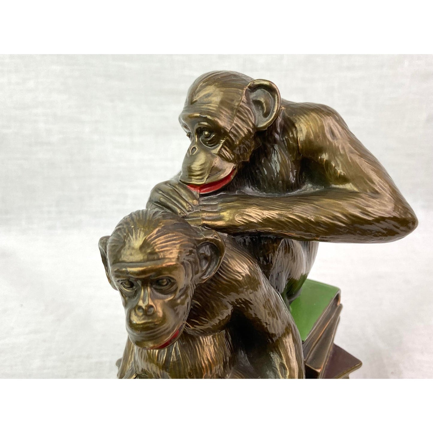 [SOLD]  Bronze Monkeys on Books Bookends - Pair of 2