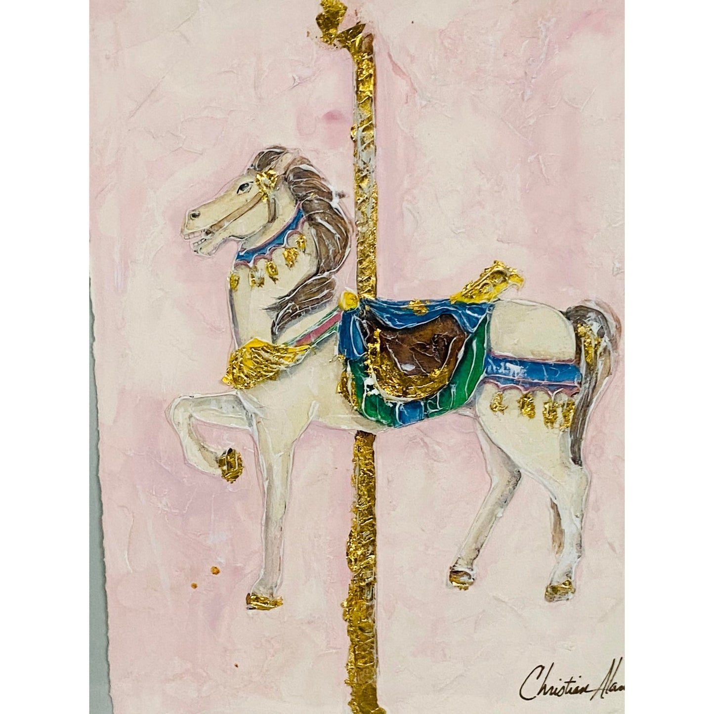 [SOLD] Carousel Painting Collage Horse by Christian Allen