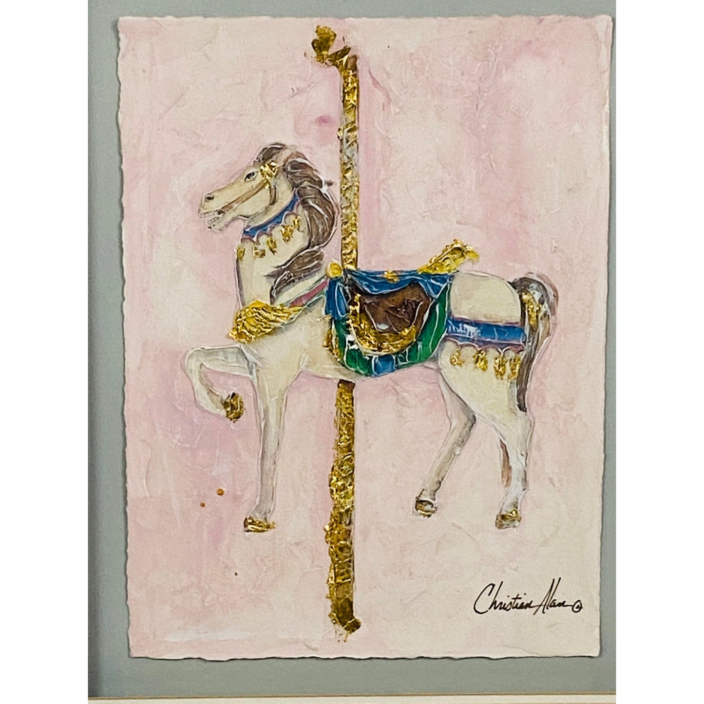 [SOLD] Carousel Painting Collage Horse by Christian Allen