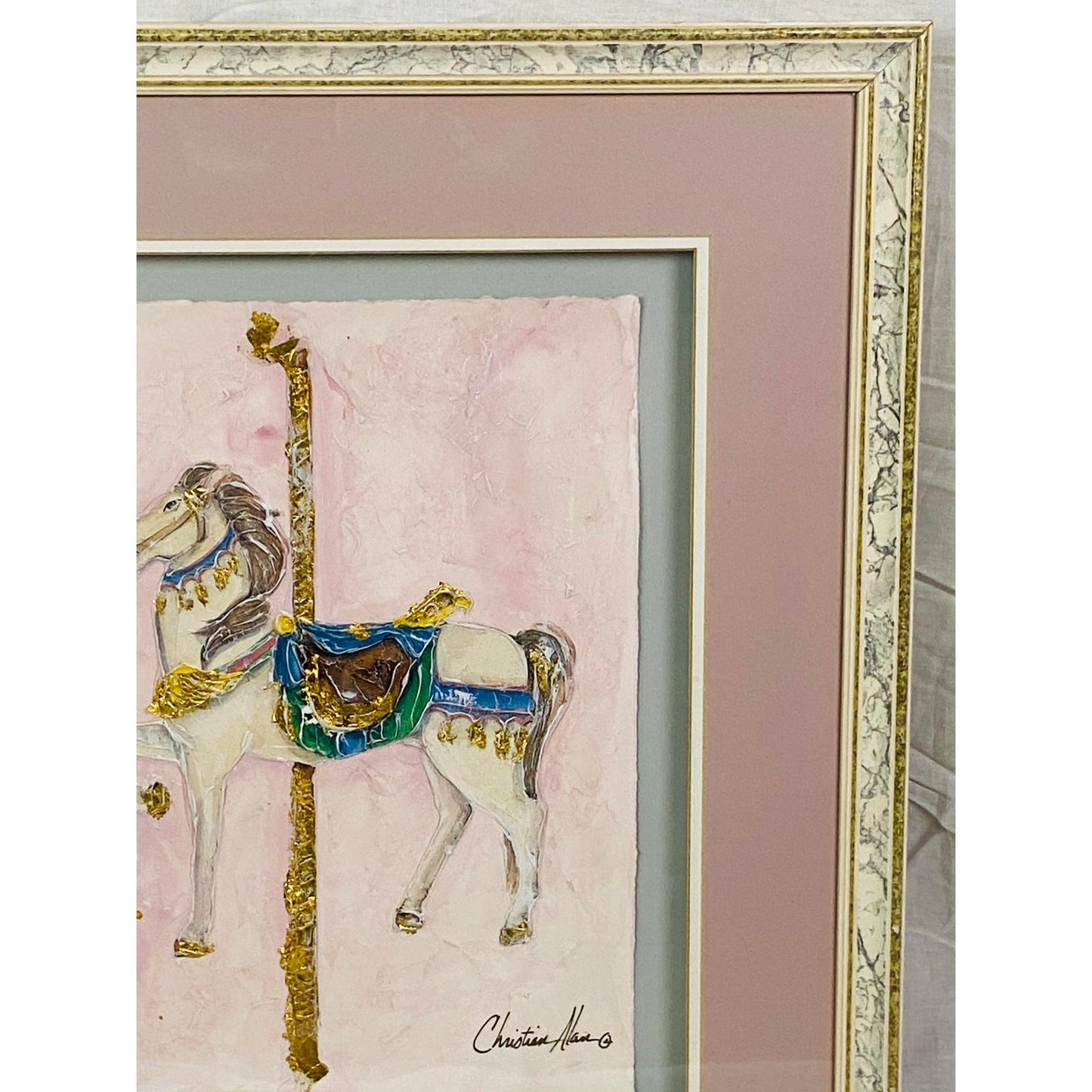 [SOLD] Carousel Painting Collage Horse by Christian Allen