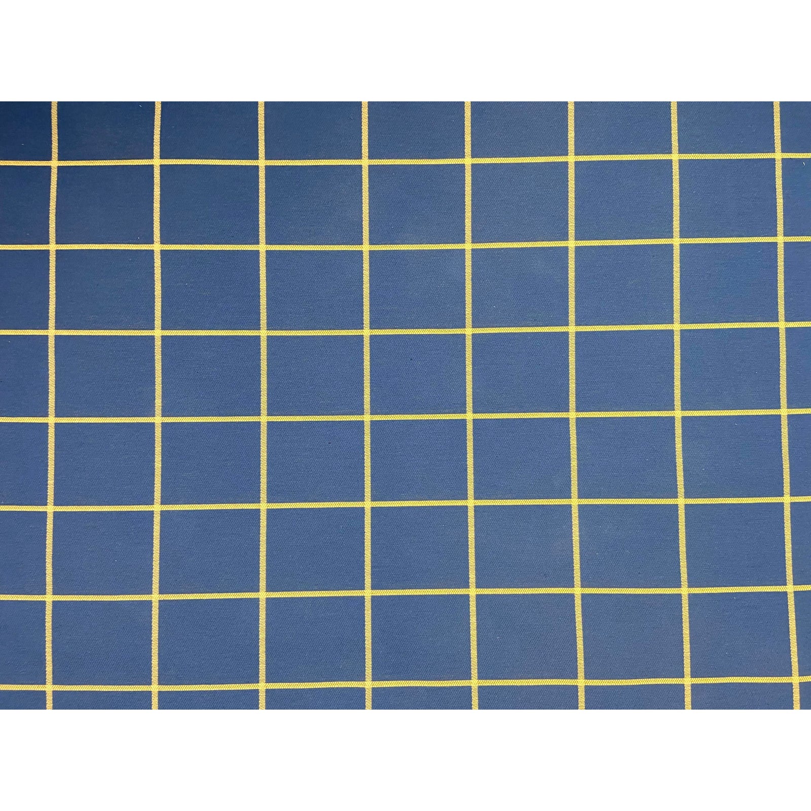 Classic MCM Blue Checks Wool Linen Upholstery Fabric Yardage ABBY ESSIE STUDIOS