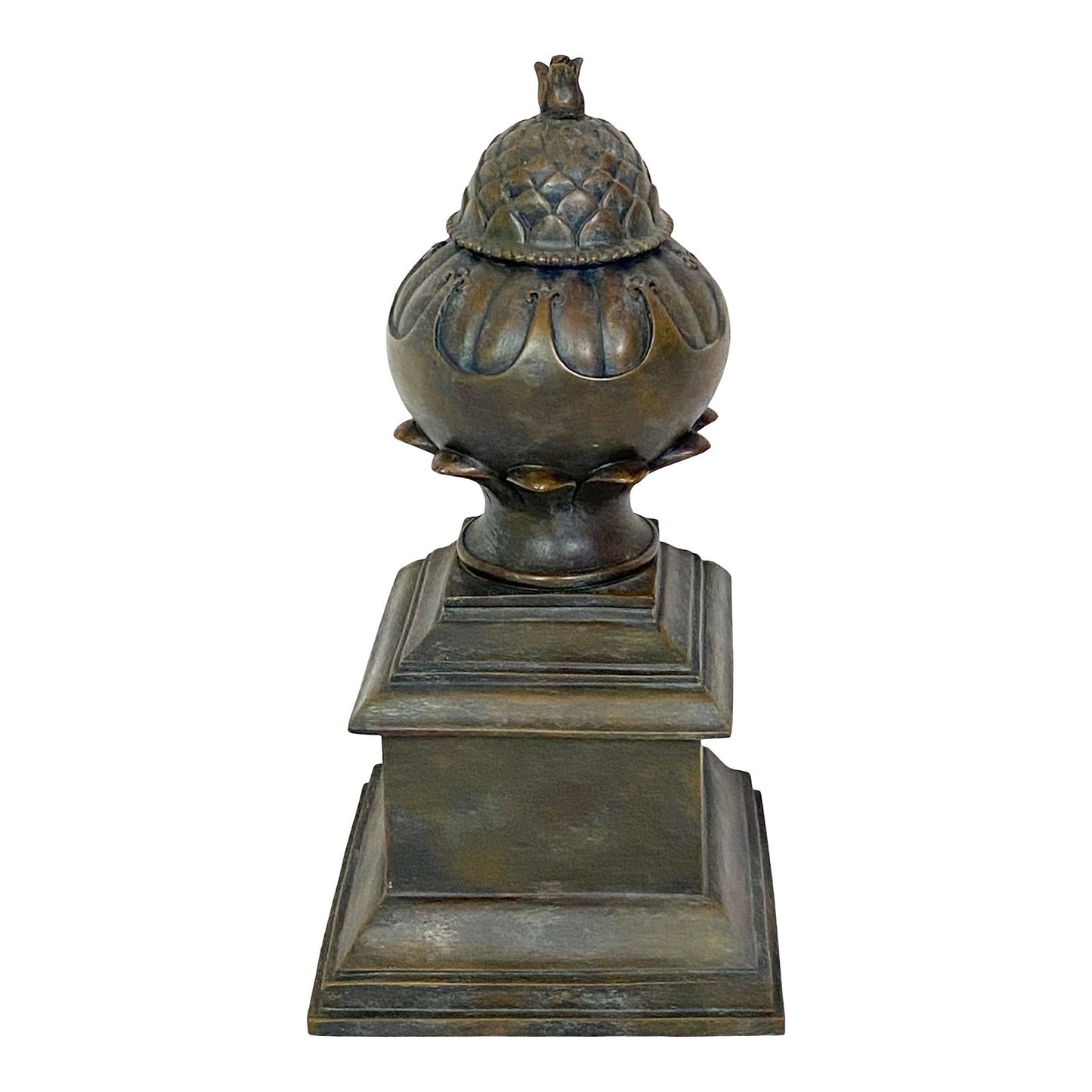 [SOLD] Bronze Fleur De Lis Pineapple Obelisk