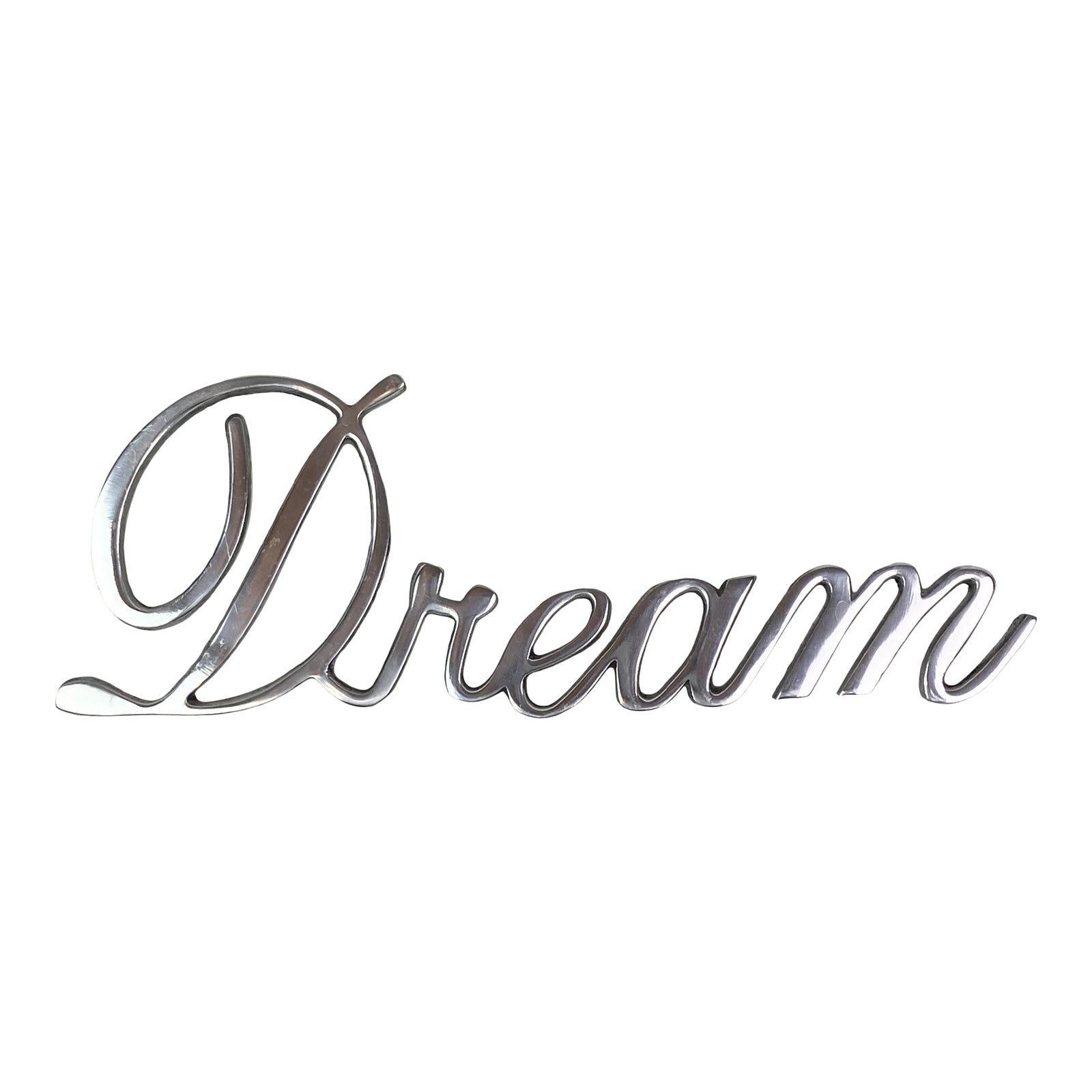 “Dream” Silver Steel Metal Cursive Letters Sign ABBY ESSIE STUDIOS