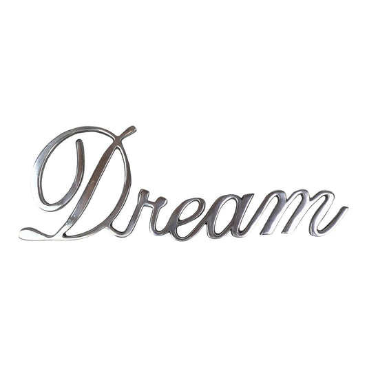 “Dream” Silver Steel Metal Cursive Letters Sign ABBY ESSIE STUDIOS