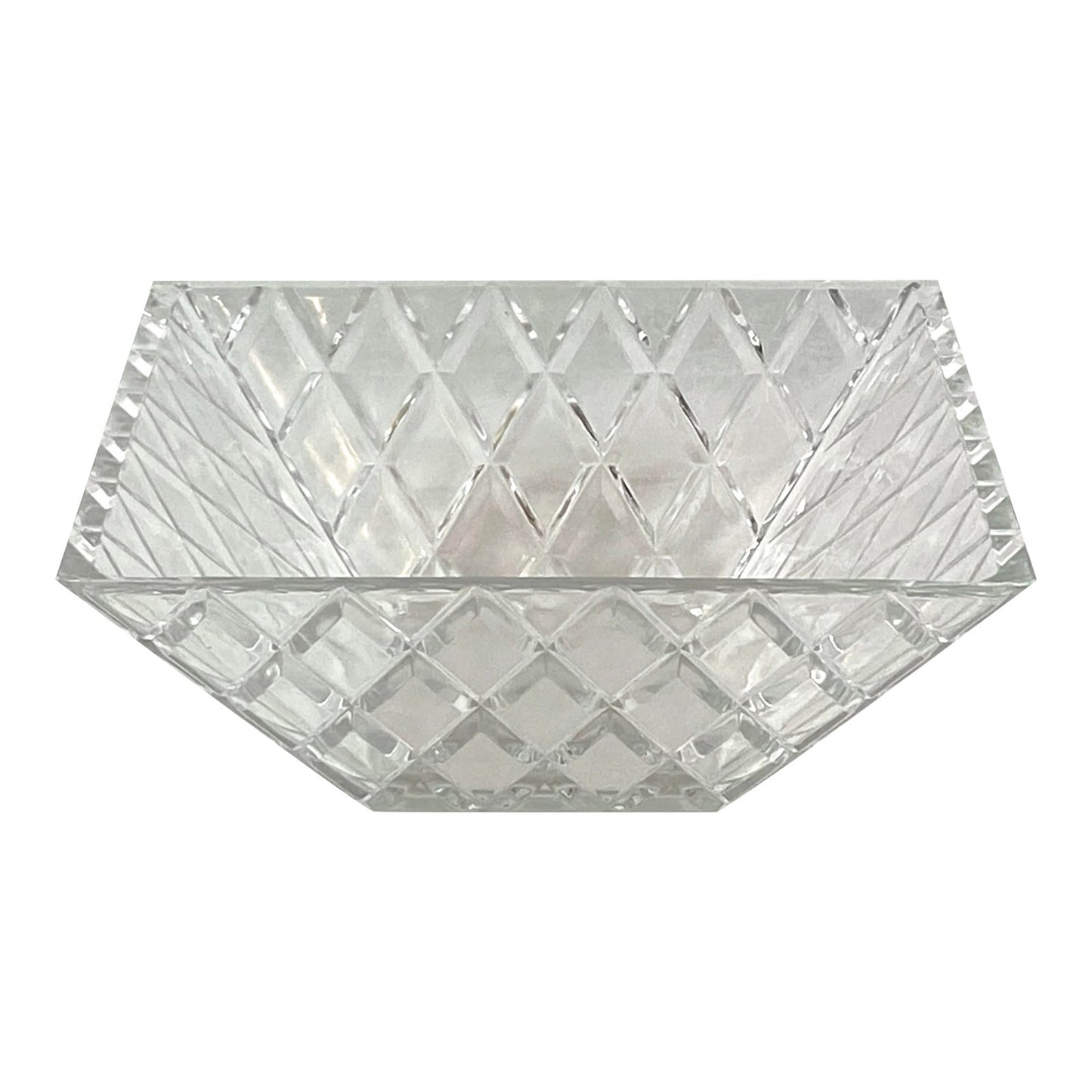 Glam Crystal Cut Glass Trellis Square Bowl