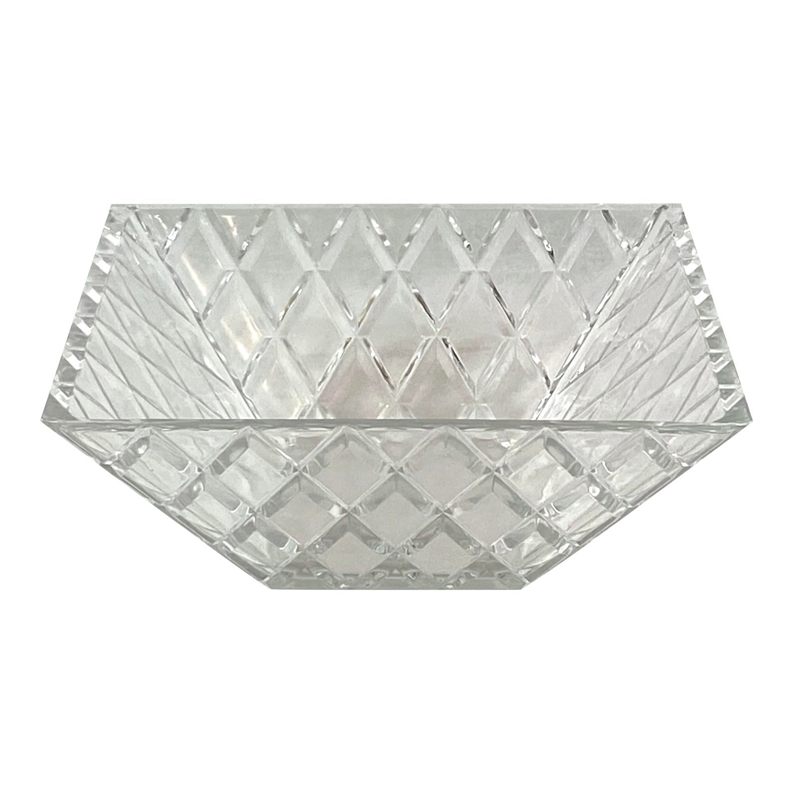 Glam Crystal Cut Glass Trellis Square Bowl ABBY ESSIE STUDIOS