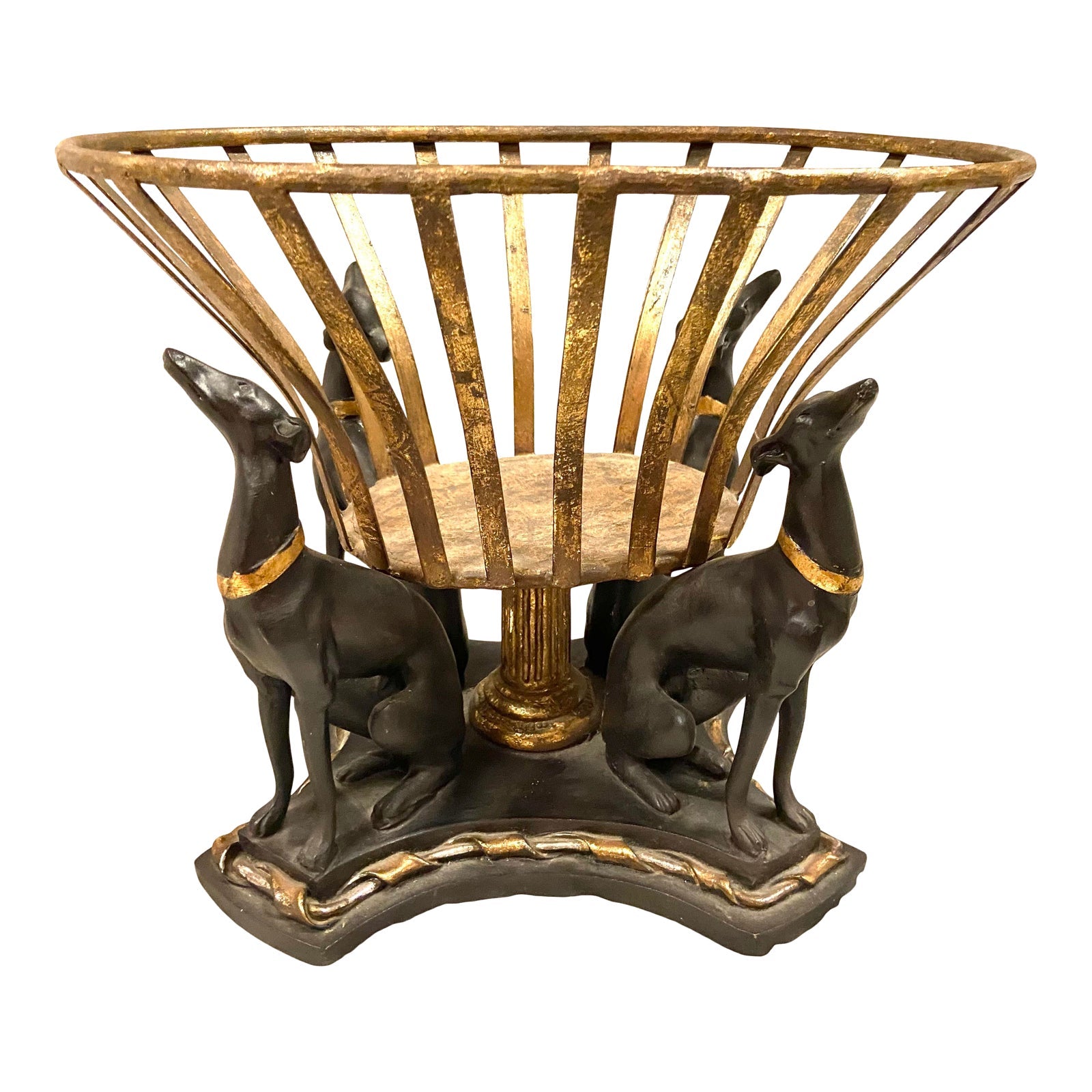 Gold Gilt Metal Dog Bowl Stand ABBY ESSIE STUDIOS