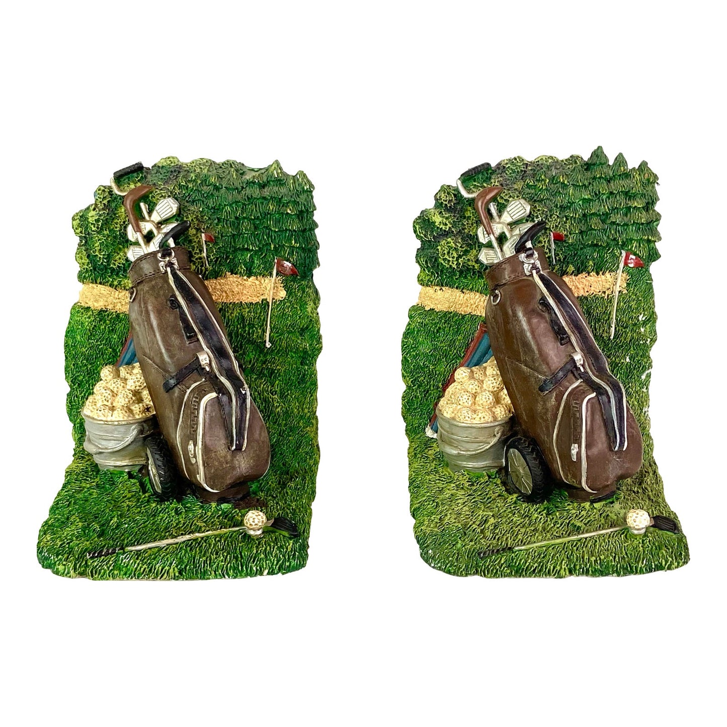 [SOLD] Golf Sports Green Ceramic Bookends - Pair of 2