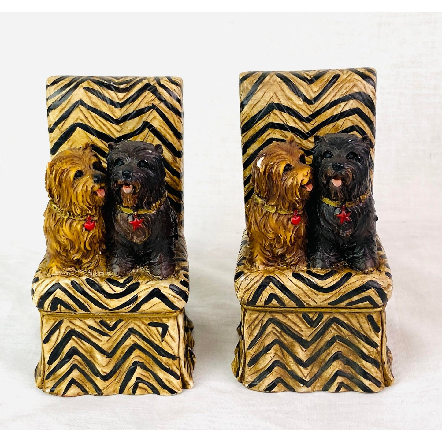 [SOLD] Hand Painted Porcelain Ceramic Dog Bookends – Set of 2
