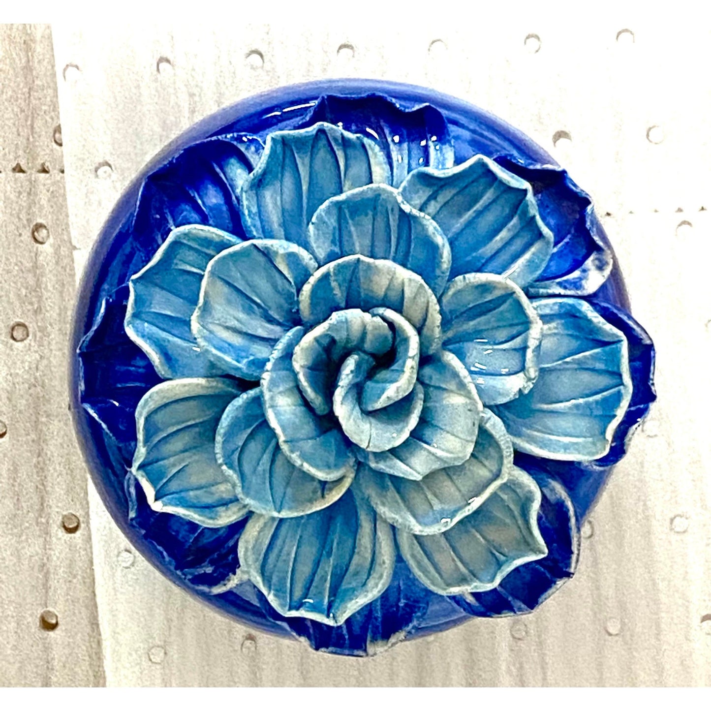 Handcrafted Blue Ceramic Floral Ginger Jar ABBY ESSIE STUDIOS
