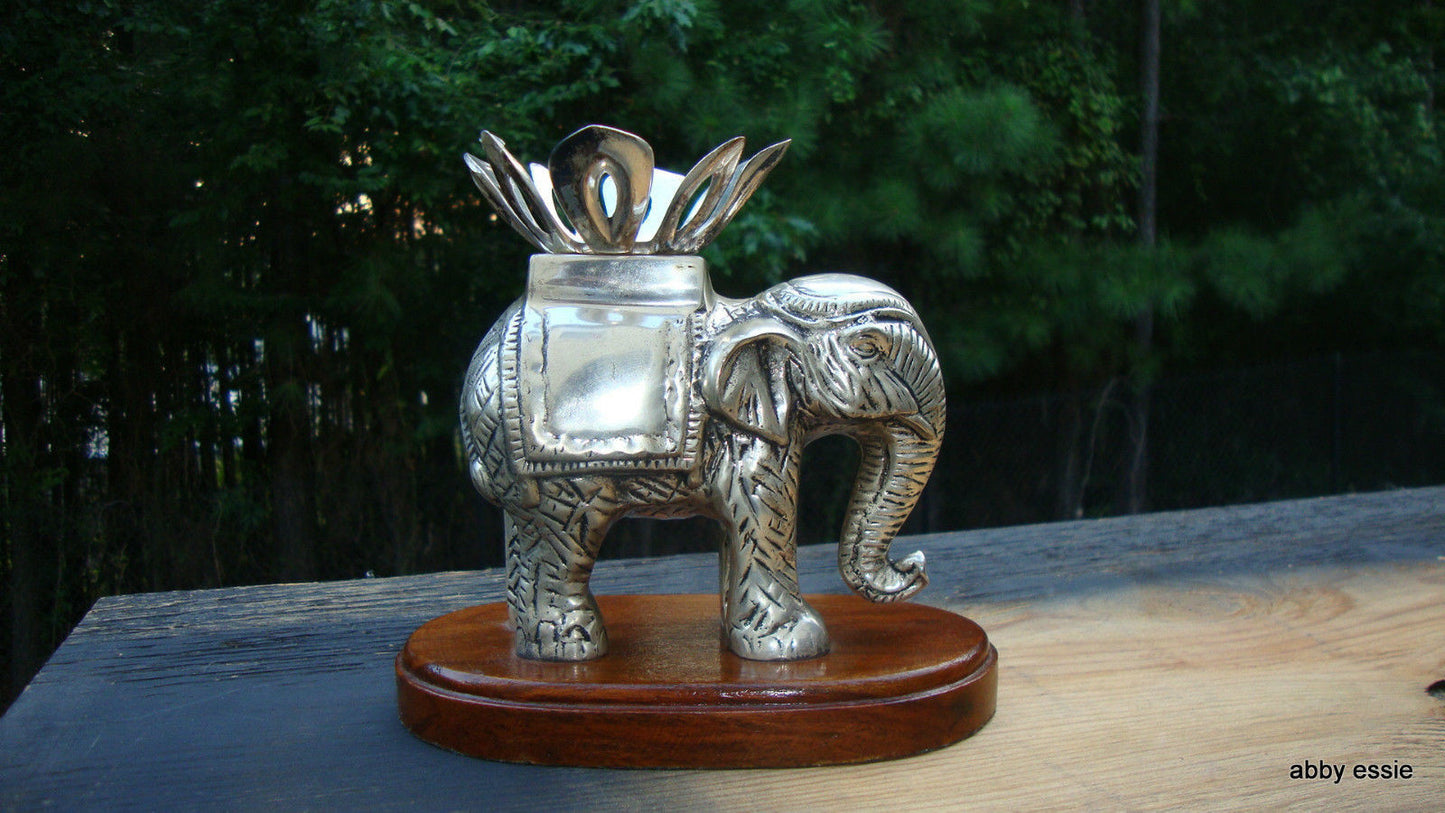 ANTIQUE STERLING SILVER ANGLO RAJ CARVED ELEPHANT TWIST OFF CANDLE HOLDER Abby Essie