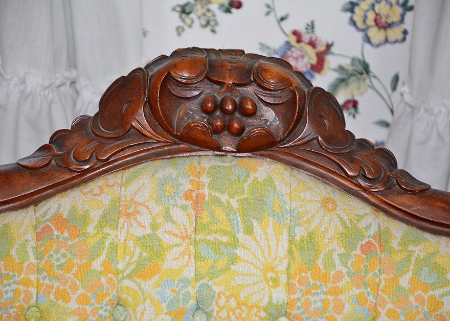 [SOLD] Late 19th Century Antique Walnut Victorian Tufted Sofa