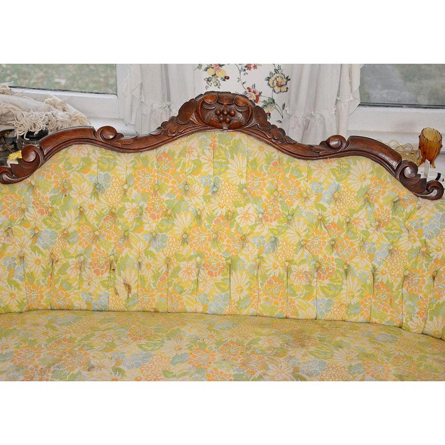 [SOLD] Late 19th Century Antique Walnut Victorian Tufted Sofa