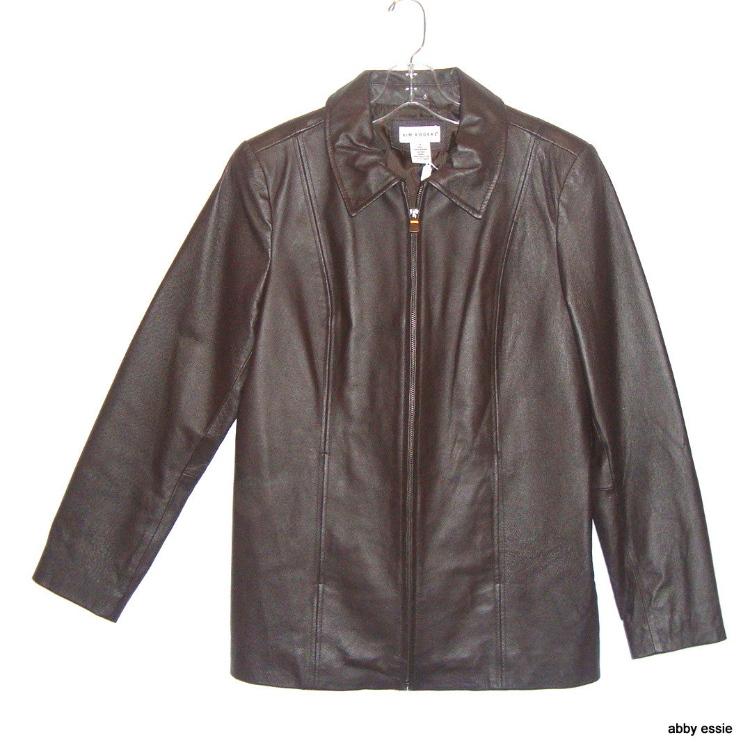 NWOT DARK BROWN LEATHER COAT 100% GENUINE LEATHER SZ SMALL NO BRAND LABEL