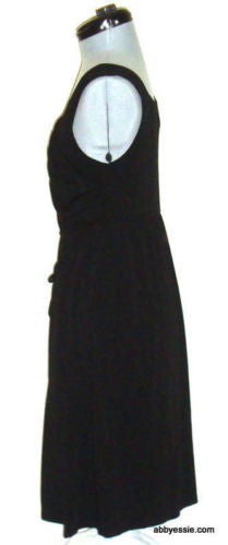 Talbot’s Petites Black Silk Tank Sheath Career Dress Medium 8 100% Silk Trim Abby Essie