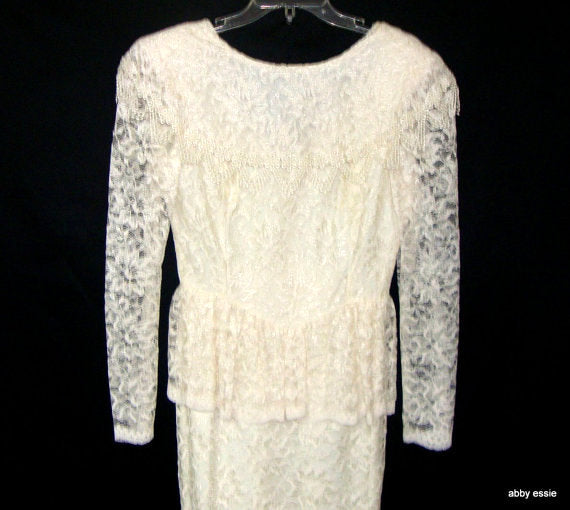 Vintage Cream White Peplum Great Gatsby Game Of Thrones Dress Gown Abby Essie
