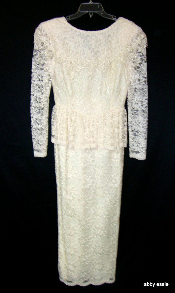 Vintage Cream White Peplum Great Gatsby Game Of Thrones Dress Gown Abby Essie