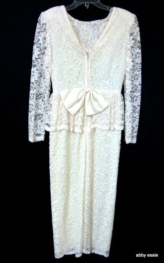 Vintage Cream White Peplum Great Gatsby Game Of Thrones Dress Gown Abby Essie