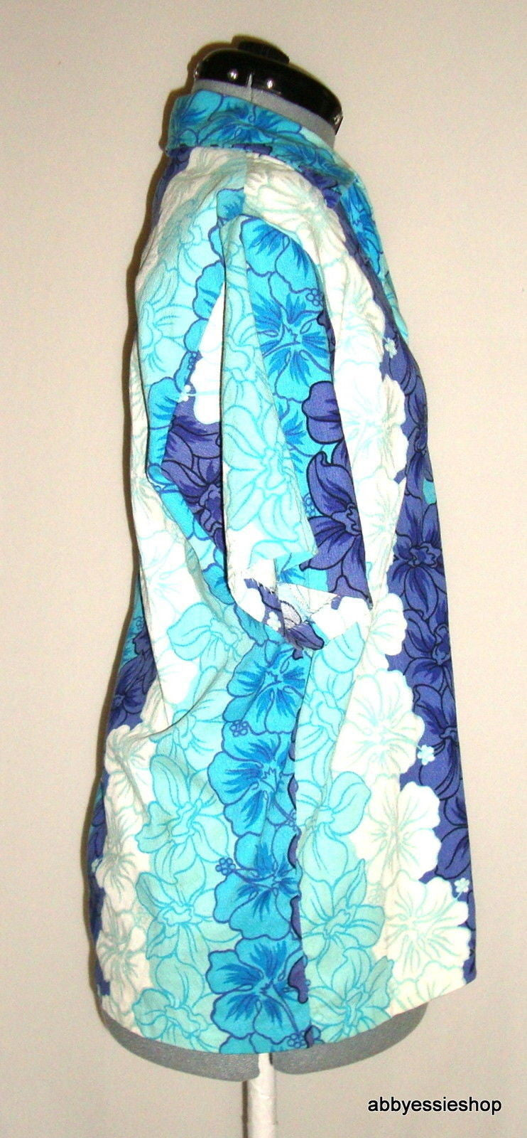 Vtg Auth Hawaii Resort Shops Turquoise Floral Shirt
