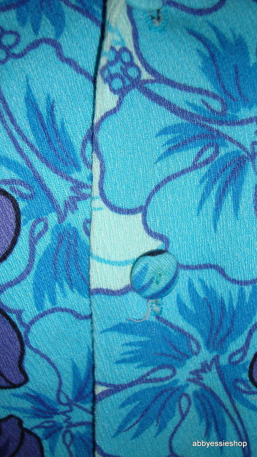 Vtg Auth Hawaii Resort Shops Turquoise Floral Shirt