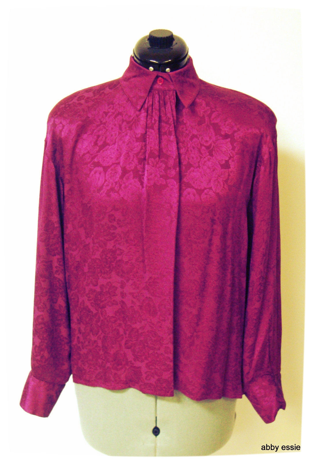 Vintage Violet Purple Embossed Silk Blouse